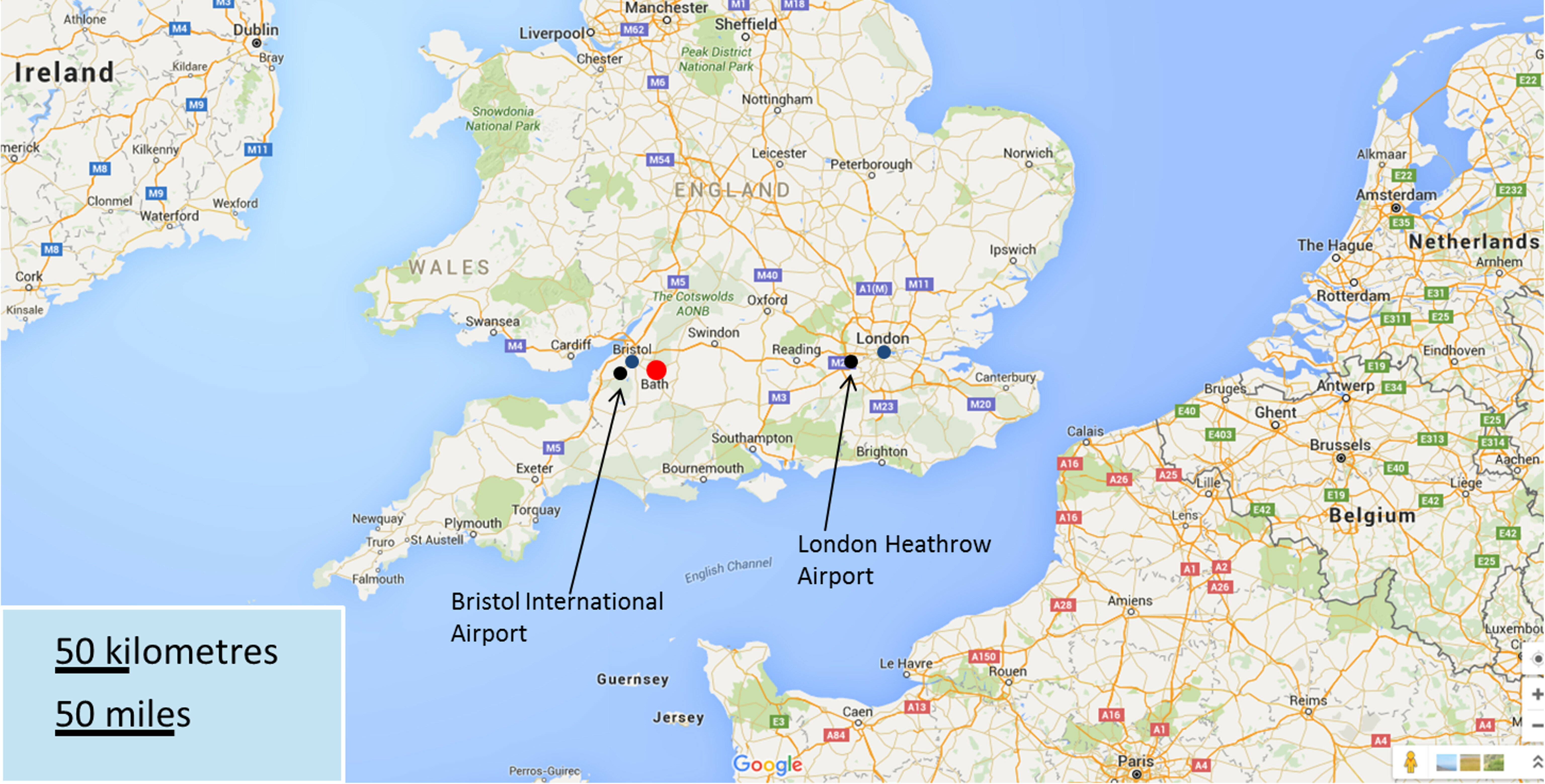 it is possible to fly into bristol airport from north america asia and australia by flying first to dublin amsterdam or